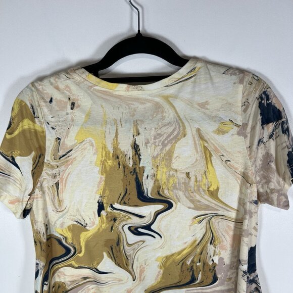 LOGO by Lori Goldstein Printed Knit Top Asymmetric Hem Sz M Boho Lagenlook - Picture 8 of 9